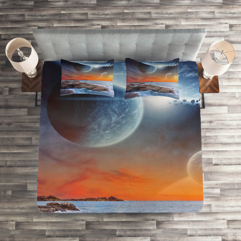 Coastal Polyester Coverlet, King Bedspread + 2 Shams
