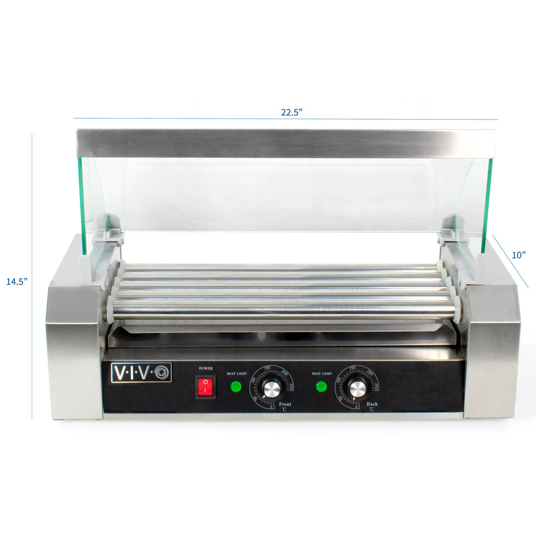 Five Roller Electric Hot Dog Machine with Sanitation Hood Vivo
