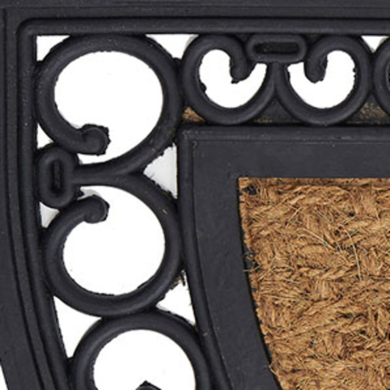 Brown and Black Semicircle Rubber Outdoor Welcome Mat