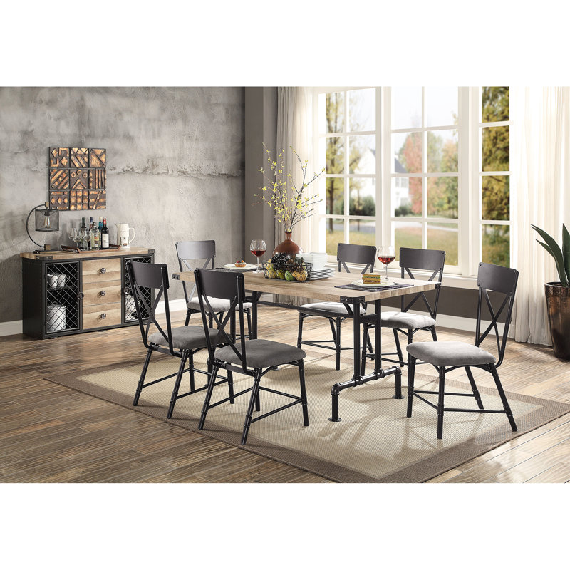 Paire de chaises d'appoint grises et sablonneuses noires - surface de table en bois et assise rembourrée attrayante avec 2 nouvelles chaises de table au style charmant et moderne