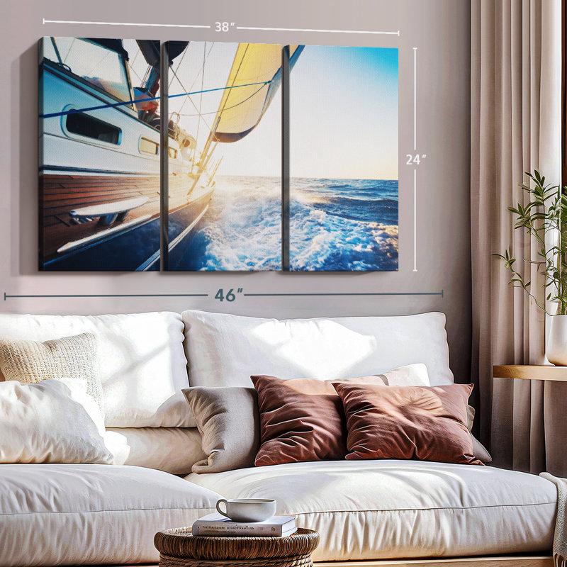 Nautique «Impression sur toile de voilier de croisière» sur, H 24 po x l 38 po x P 1,25 po