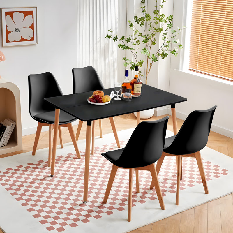 Nero 4 - Person Dining Set, Black, Black