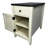 Farmhouse End Table Bedside Table With Charging Station,Night Stand With Barn Door And Drawer, Storage For Bedroom Living Room ,Bedside Table,  White+Black Color