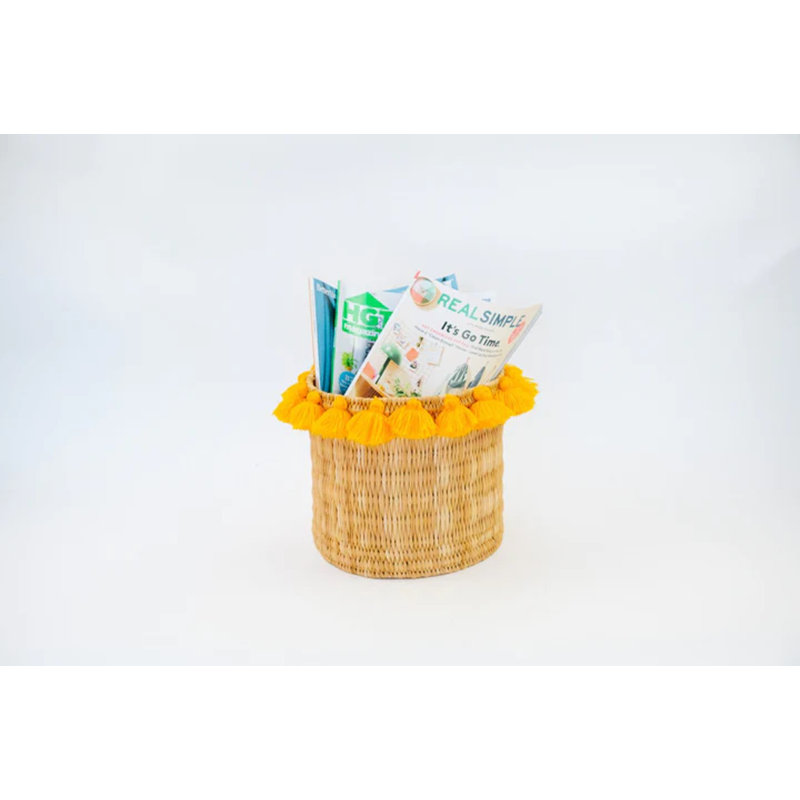 Grand panier avec pompons Séverine, Mangue