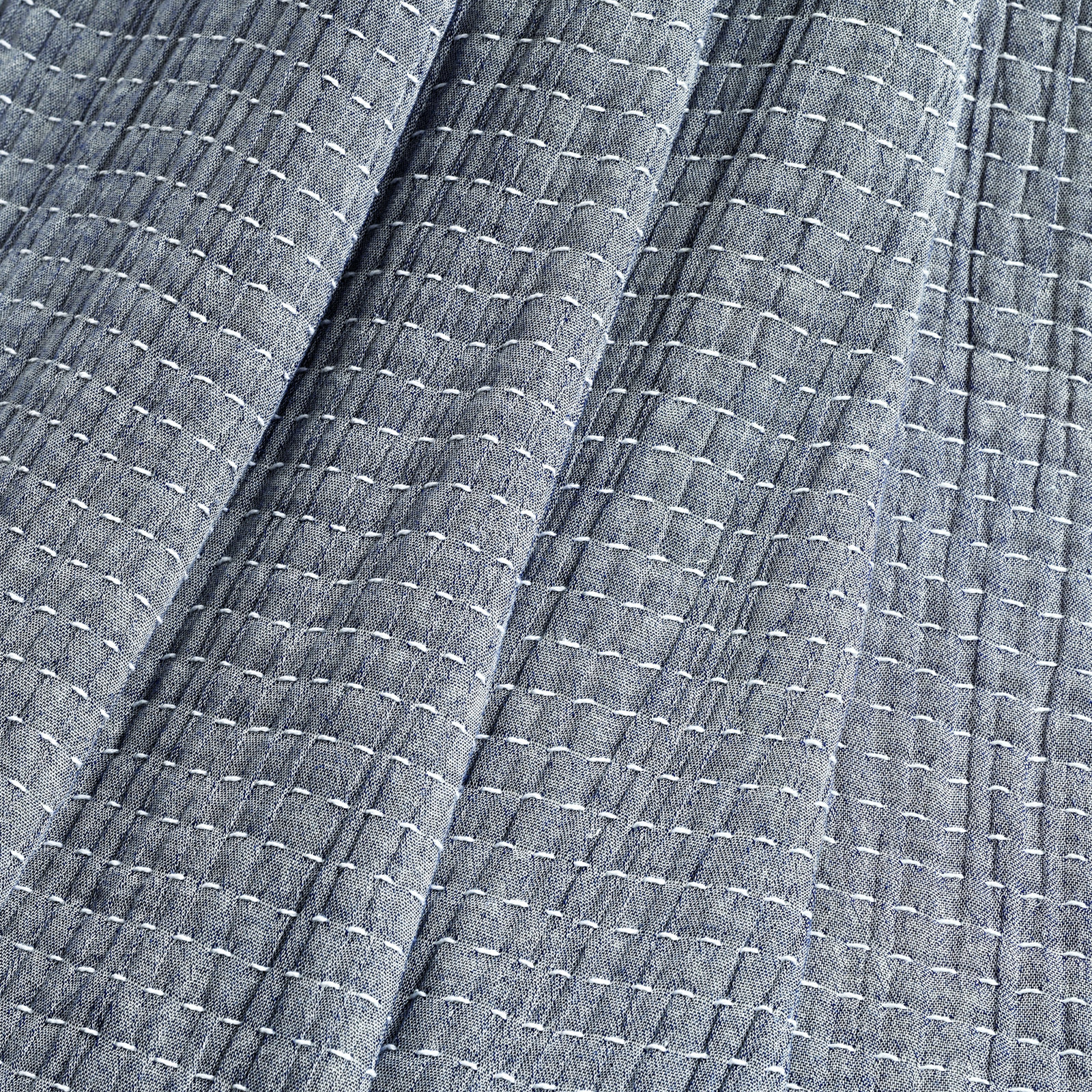 Windcrest Cotton Hand Woven Throw Blanket, Blue