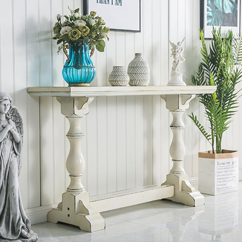Console américaine de style champêtre moderne, H 33,5 po x l 55,1 po x P 15,7 po, Ivoire ivoire