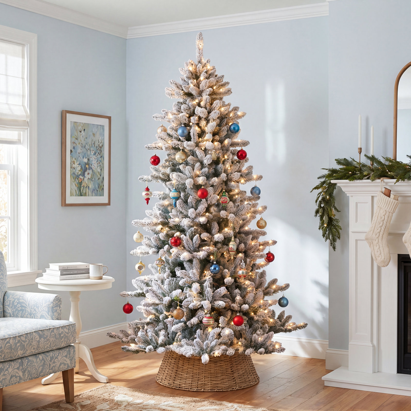 Guillema Frosted Pre-Lit Fir Christmas Tree, 7.5'