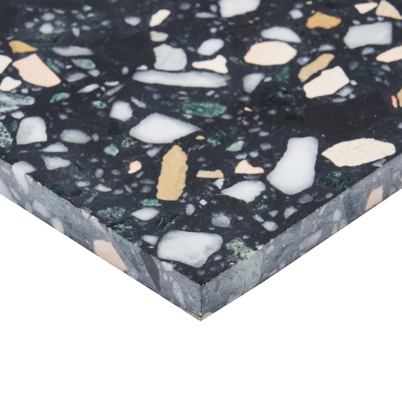 Terrazzo Italy Sacra 24x24 Honed Marble Tile, Cava Notte Black