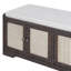 Banc de rangement rustique en bois avec banc amovible pour chaussures avec coussin amovible, portes en rotin tissé et tablettes réglables pour le couloir, le salon (espresso et beige)-1618069965
