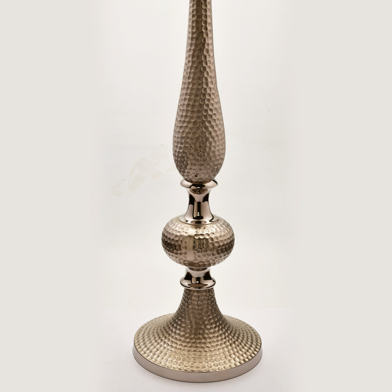 Metal Candlestick, Silver, 27" H x 4.75" W x 8" D