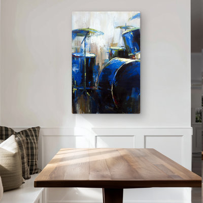Abstract Drums – Classic Blue Metal Print for Bedroom Decor