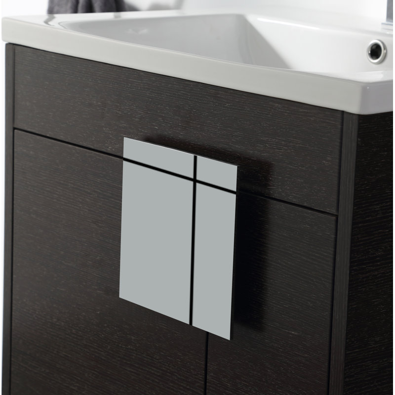 Ensemble de meuble-lavabo simple 24 po Maisie, Chrome poli, Chêne noir à grain droit