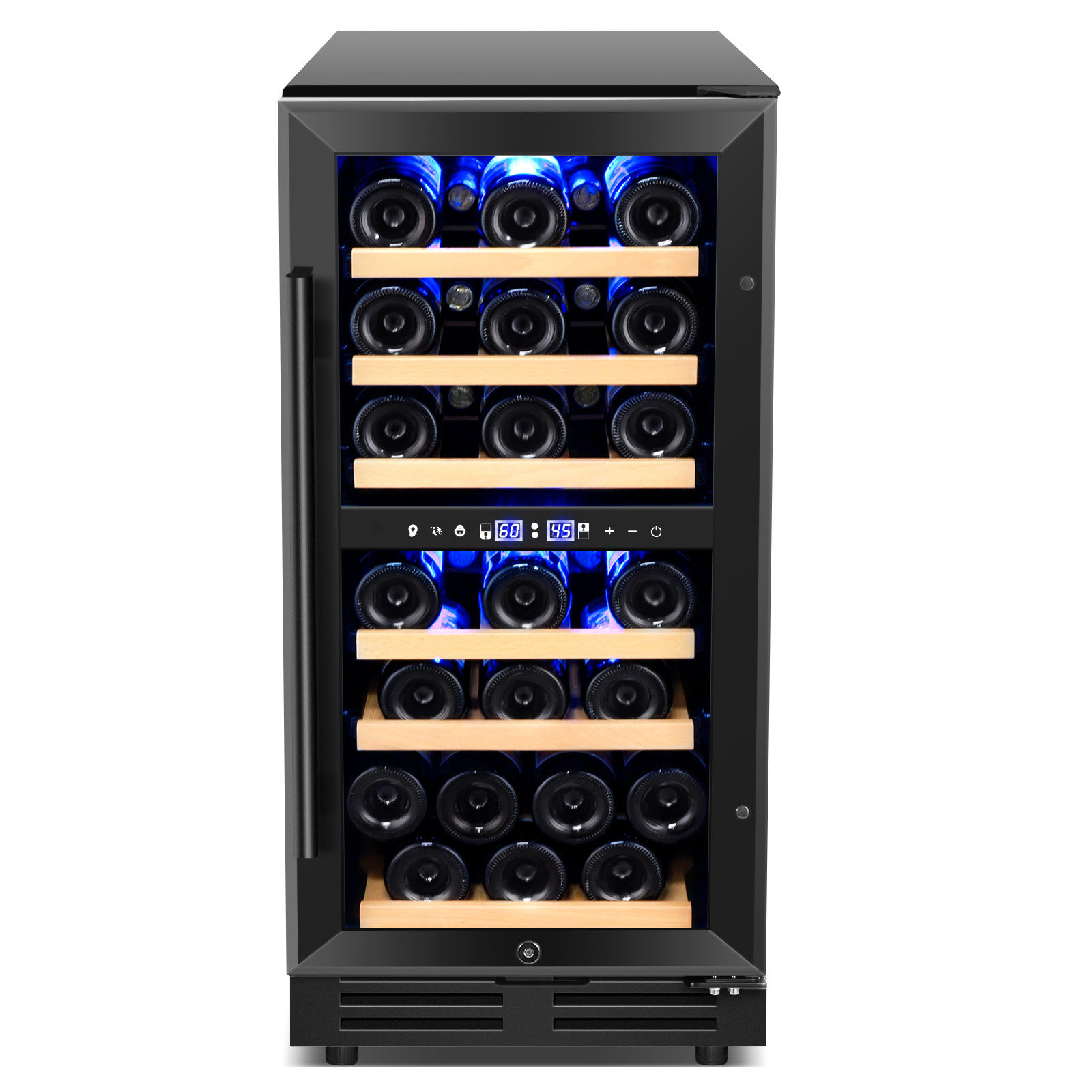 NIPUS 15 inch Dual Zone Wine Refrigerator  Black | Fridge.com