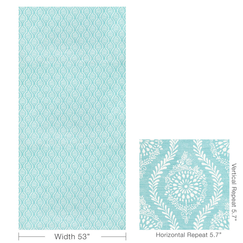 Manoir Marindol Print Fabric, Aqua