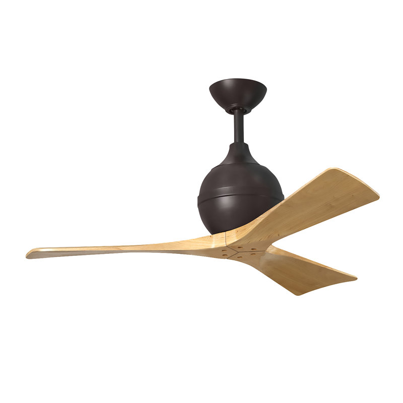 Ventilateur de plafond à 3 pales Irene, Bronze texturé, L 42 po, Ton érable clair