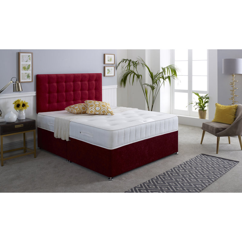 Tarquin Hybrid Divan Bed Set, Single (3'), Without Drawer, Plum