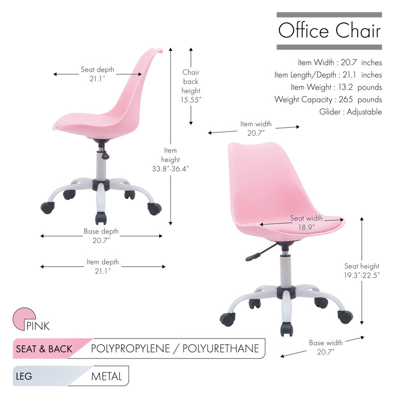 Chaise de bureau Beppina, Rose