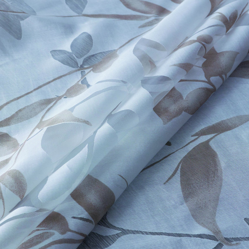 Panneau de rideau simple floral avec œillets, Beige, L 52 po x L 108 po