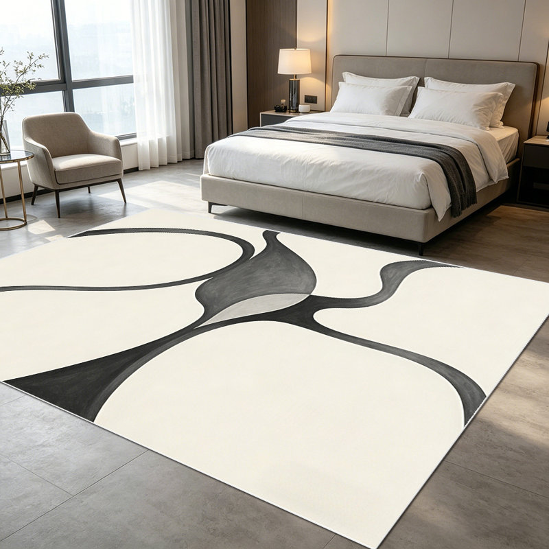 1PC Abstract Neutral Fluid Wavy Line area rugs for Living Room, Soft, All seasons, Easy-maintain, Washable Indoor mat, Farmhouse suitable for dining room, bedroom, home office, entryway, kitchen, balcony, Home Decor, Outdoor Decor.