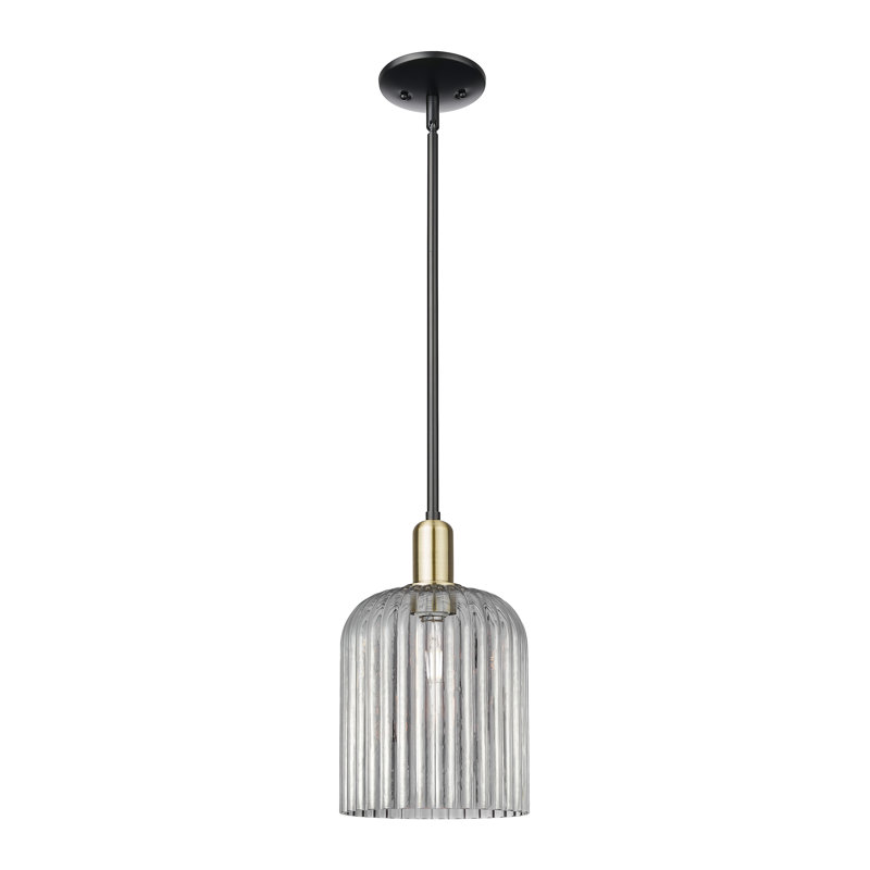 Downtown Urban - Voile de mariée - Mini-luminaire suspendu 1 tige, H 13,25 po x l 8 po x P 8 po, Gris fumée clair