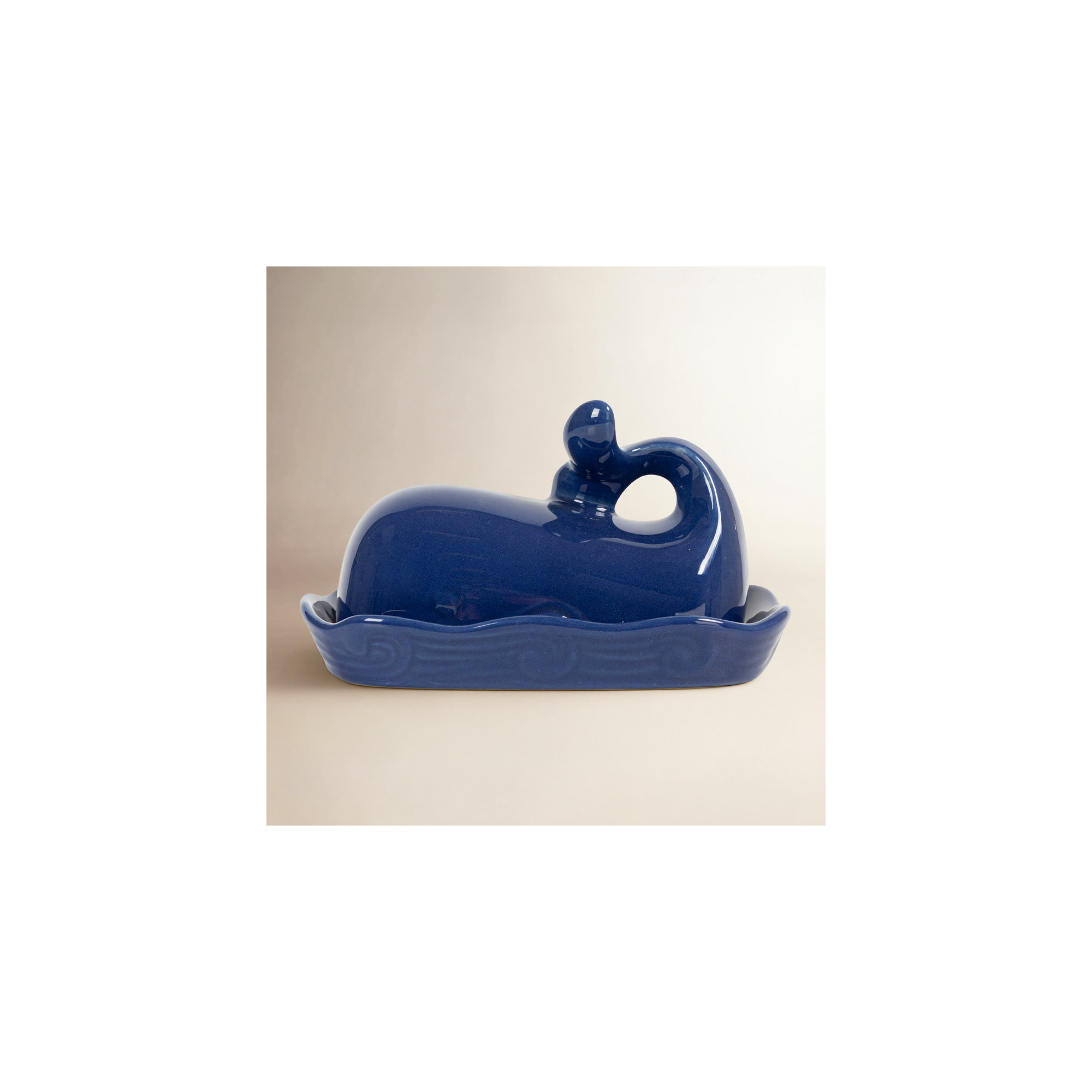 Leonida Novelty Ceramic Butter Dish, Navy Blue