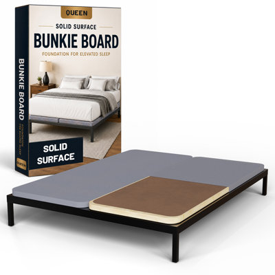 Premium 38Mm Solid Surface Wood Bunkie Board Queen Size Bed Frames, 2-Piece Under Mattress Support Board, Fully Assembled, Fabric Ventilation Cover