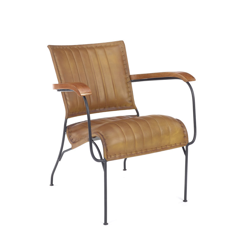 Lexie Upholstered Top Grain Leather Armchair