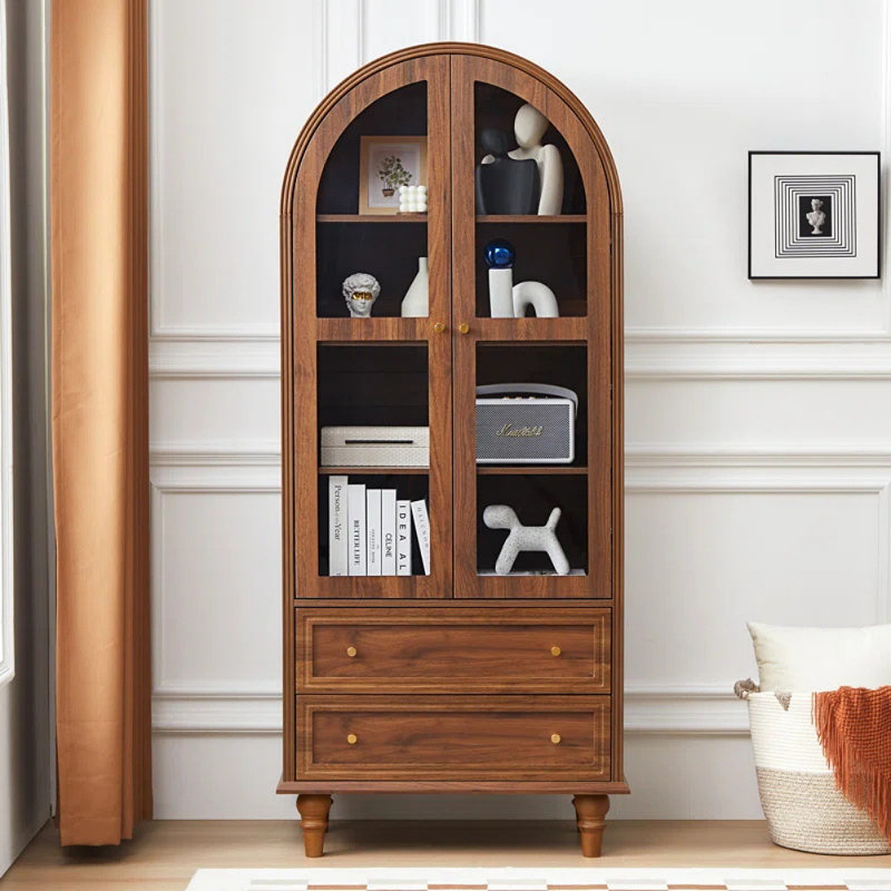 Vitrine simple en bois massif de style américain, Brun