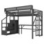 Lit mezzanine en métal avec bureau, armoire, escalier, station de recharge et éclairage DEL pour ados-1028255154