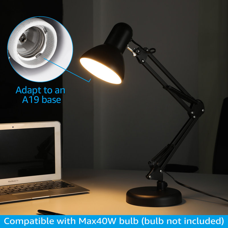 Adjustable Black Clip-On Lamp with Shelf, 40W