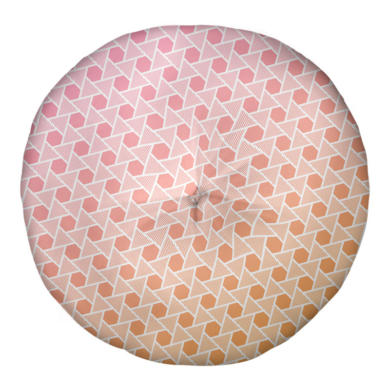 Coussin de plancher hexagonales et triangles, 26 po x 26 po, Rose / Orange
