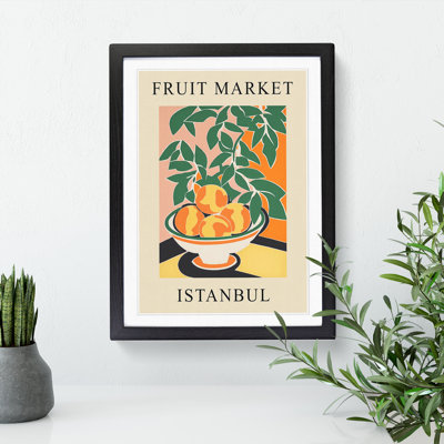 Peach Istanbul Fruit Market Exhibition - Single Picture Frame Print on Wood