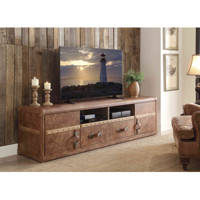 Garfinkel 2-Drawer Rectangular TV Stand in Retro Brown