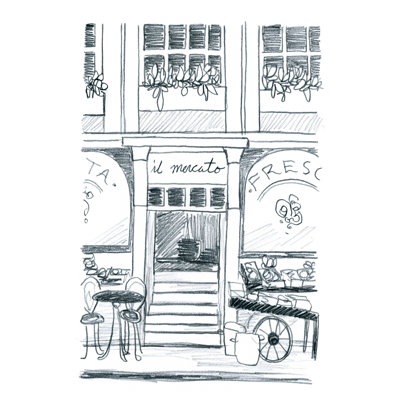 " Italian Street Sketch IV " by June Erica Vess