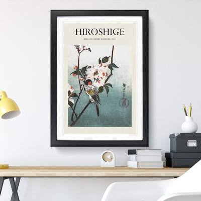 A Bird upon a Cherry Branch by Utagawa Hiroshige - Picture Frame Painting