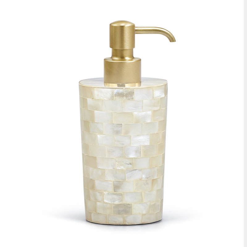 White Agate Soap Dispenser, Brushed Brass