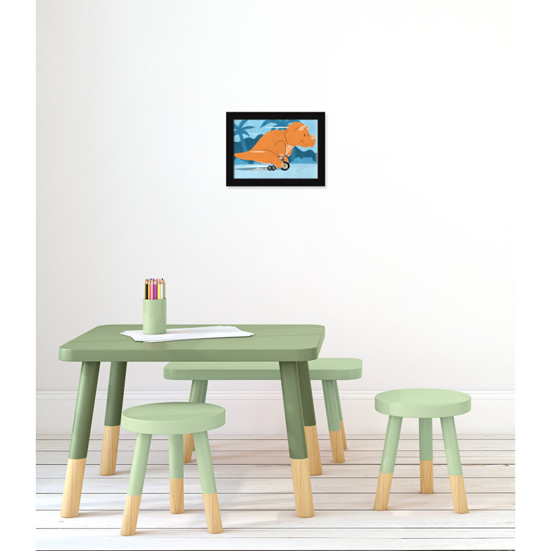 «Riding Dino 2», impression sur papier, H 10 po x l 14 po x P 0,6 po, Encadré plat noir