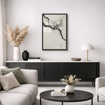 Œuvre de fleur de prunier japonais, minimaliste oriental floral, impression sur toile encadrée