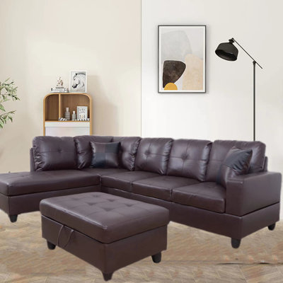 Dinnis 2 - Piece Vegan Leather Sectional -  Latitude RunÂ®, 6F0441FFA751489682DDC19BD412F904