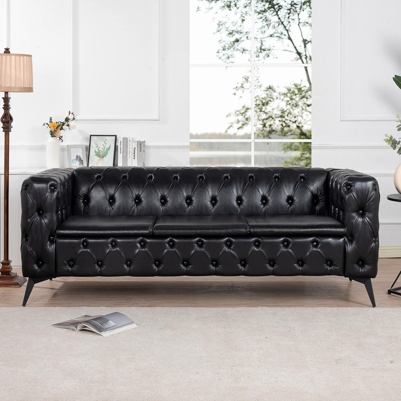 Canapé 3 places à coussin carré amovible de 84,06 po de largeur