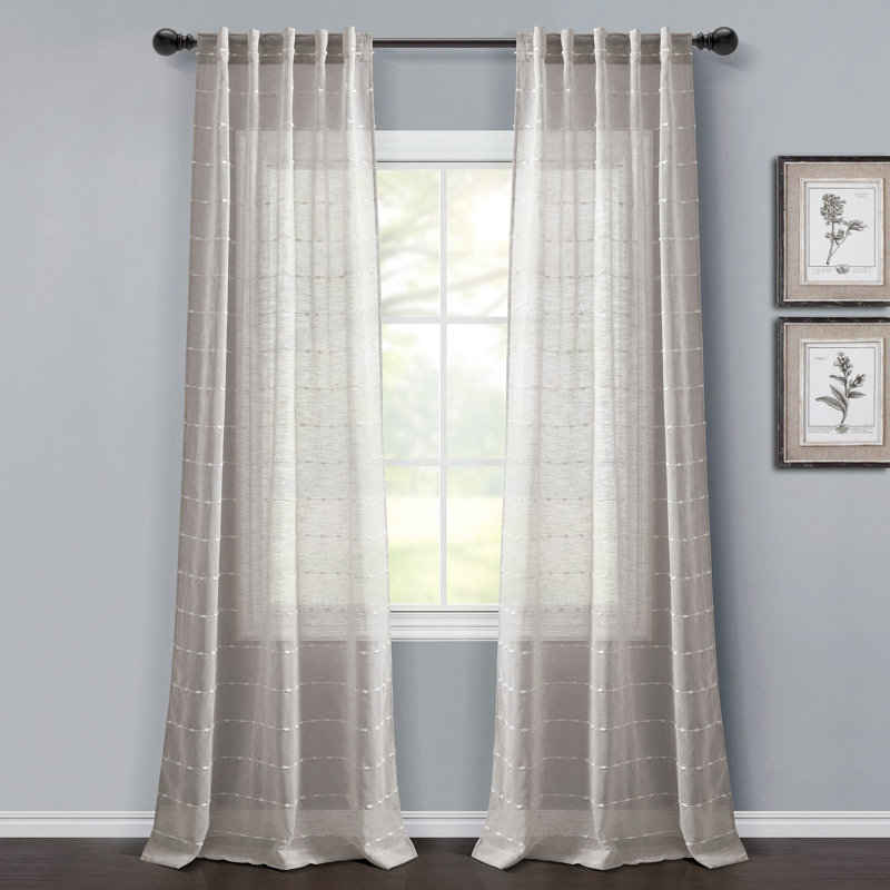 Sheer Curtain Pair, 38" W x 84" L, Gray