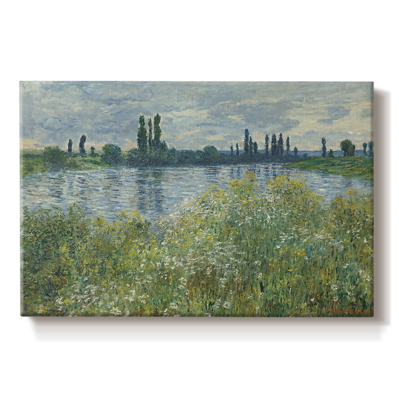 Printemps au bord de la seine - Claude Monet-Toile tendue avec châssis-c. 1878, 8 x 12