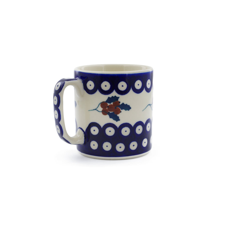 Handmade Stoneware Coffee Mug, 1, Yellow Holly Berries