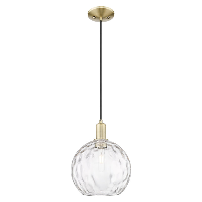 Mini-luminaire suspendu 1 lumière Arcadia, Laiton antique, H 8,75 po x l 10 po x P 10 po