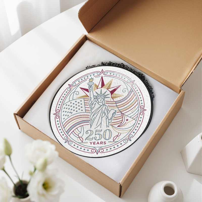 Statue de la Liberté, États-Unis, 250e anniversaire, panneau de fenêtre en verre pour la décoration intérieure - H 12 po