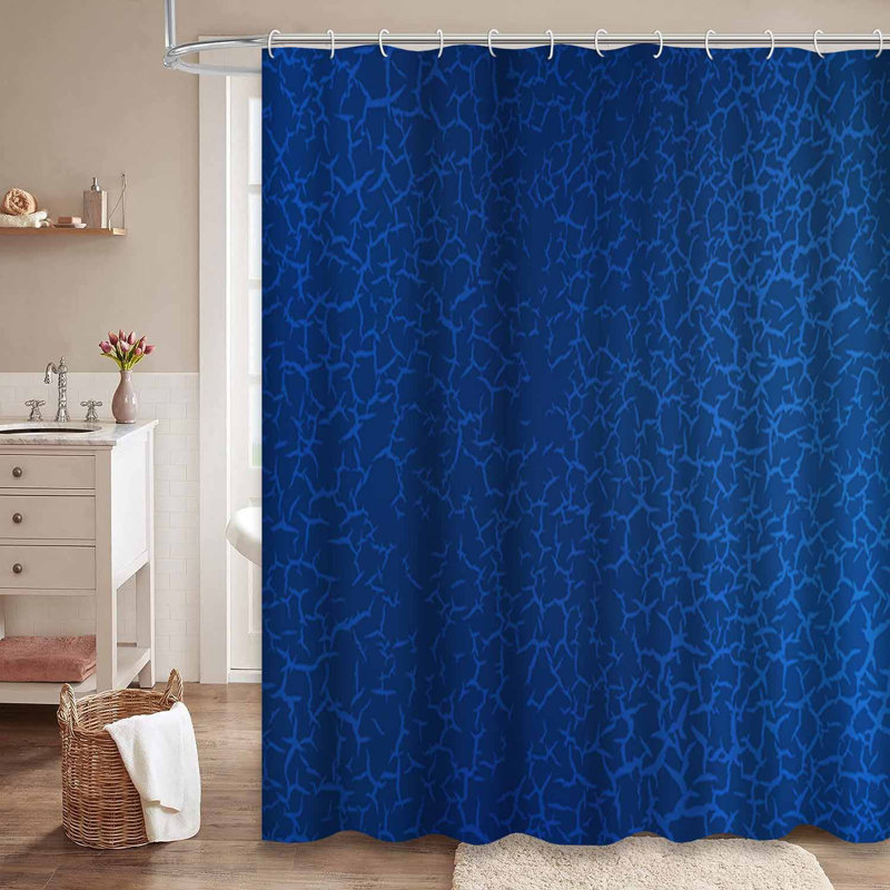Rideau de douche bleu foncé foncé à 12 crochets Doodle, L 72 po x l 72 po