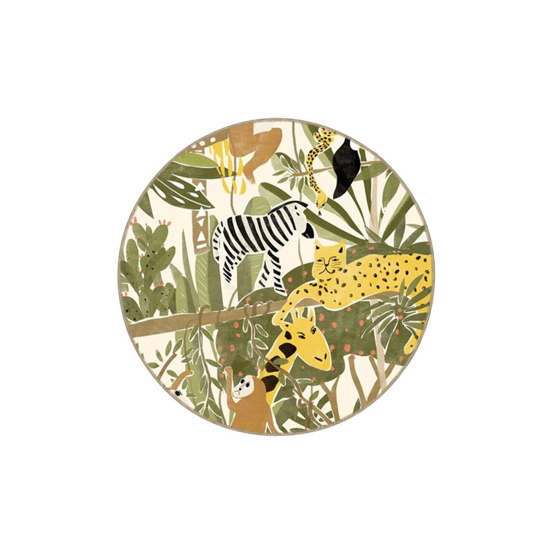 Tapis décoratif moderne à motif singe vert et girafe