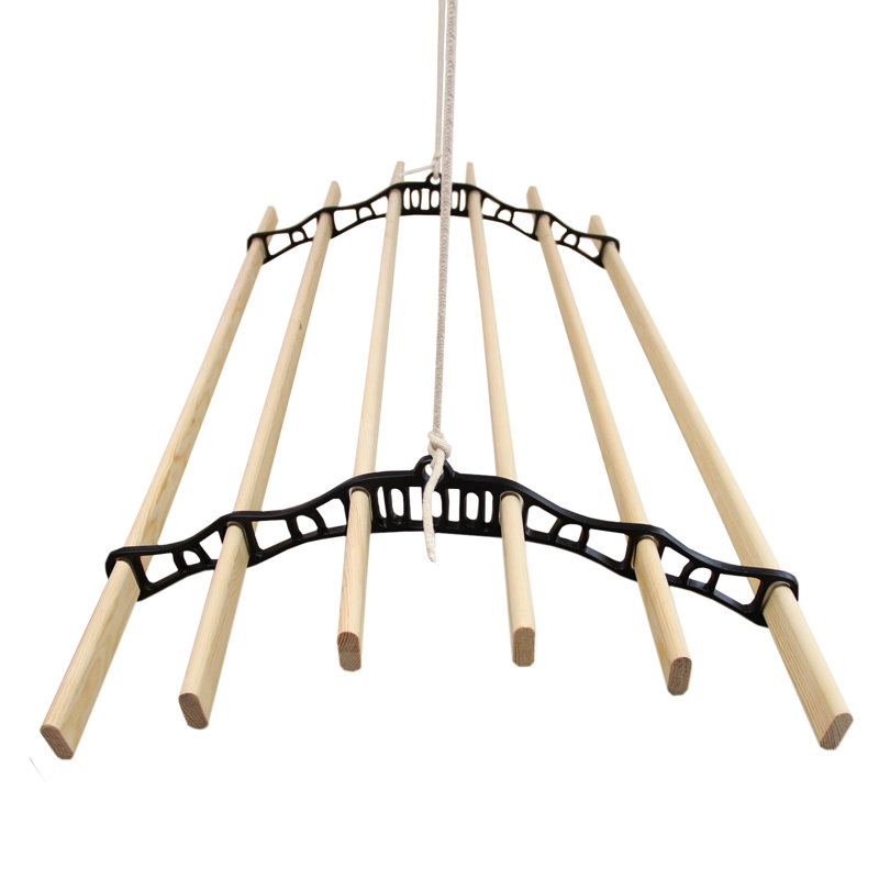 Wall-Mounted Drying Rack, Light Wood/Black, 14cm H x 150cm x 56cm D