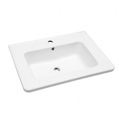 Plateau de meuble-lavabo simple blanc 28 po x 19 po avec 1 trou de robinet et trop-plein (lavabo seulement)
