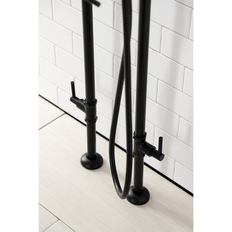 Kingston Brass Concord Freestanding Tub Faucet with Supply Line and Stop Valve, Matte Black